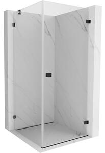 Mexen Lunar-B pravostranný výklopný sprchový kút 80 x 80 cm, číre sklo, čierna matná, 832-080-080-70-00-P