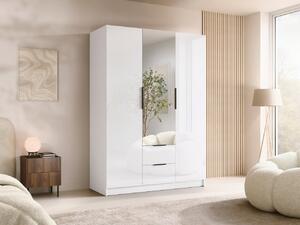 Mirjan24 Šatníková skriňa so zrkadlom Cumair II 150 Gloss, Farby: biela / lesk biely + čierna 5903211510175
