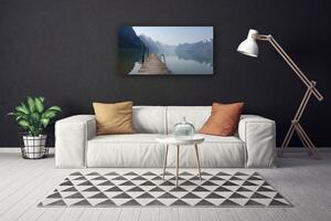 Obraz Canvas Mólo jazero hory príroda 100x50 cm