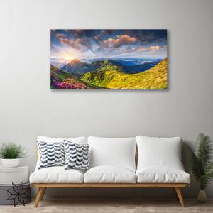 Obraz Canvas Hory slnko lúka krajina 100x50 cm