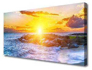 Obraz Canvas Západ slnka more pobrežie 125x50 cm