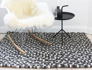Sivo-biely guľôčkový vlnený koberec Wooldot Ball rugs, 120 x 180 cm