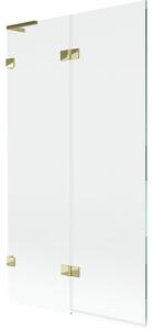 Mexen Lunar L, 2-krídlová vaňová zástena ľavá 100 x 150 cm, číre sklo, zlatá lesklá, 897L-100-100-50-00-L