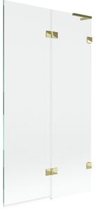 Mexen Lunar L, 2-krídlová vaňová zástena pravá 100 x 150 cm, číre sklo, zlatá lesklá, 897L-100-100-50-00-P