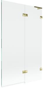 Mexen Lunar L, 2-krídlová vaňová zástena pravá 110 x 150 cm, číre sklo, zlatá lesklá, 897L-110-100-50-00-P