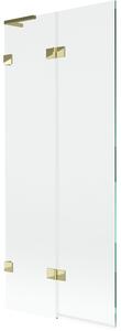 Mexen Lunar L, 2-krídlová vaňová zástena ľavá 80 x 150 cm, číre sklo, zlatá lesklá, 897L-080-100-50-00-L