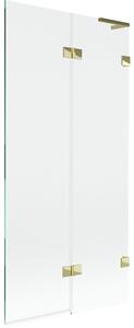 Mexen Lunar L, 2-krídlová vaňová zástena pravá 90 x 150 cm, číre sklo, zlatá lesklá, 897L-090-100-50-00-P