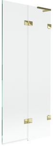 Mexen Lunar L, 2-krídlová vaňová zástena pravá 80 x 150 cm, číre sklo, zlatá lesklá, 897L-080-100-50-00-P