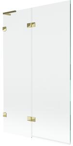 Mexen Lunar L, 2-krídlová vaňová zástena ľavá 110 x 150 cm, číre sklo, zlatá lesklá, 897L-110-100-50-00-L
