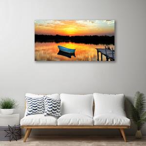 Obraz Canvas Loďka most jazero príroda 100x50 cm