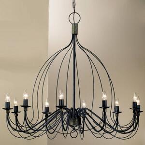 Luster Filo, 10-pl., modročierny, kov, Ø 100 cm, Modrá, Obývacia izba / jedáleň, kov, Starožitný, Luster
