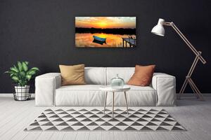 Obraz Canvas Loďka most jazero príroda 100x50 cm