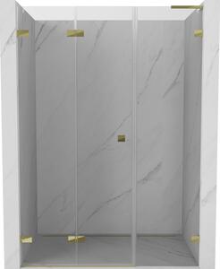 Mexen Lunar-F, L skladacie ľavé sprchové dvere 110 cm, číre sklo, zlatý profil, 836SL-110-050-50-00-L