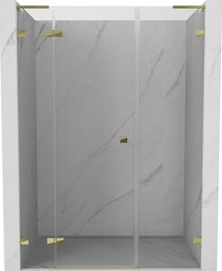Mexen Lunar L, Otočné ľavé sprchové dvere 120 cm, číre sklo, zlatý profil, 834SL-120-050-50-00-L