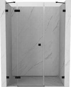 Mexen Lunar, ľavé otočné sprchové dvere 120 cm, číre sklo, čierny profil, 834S-120-050-70-00-L