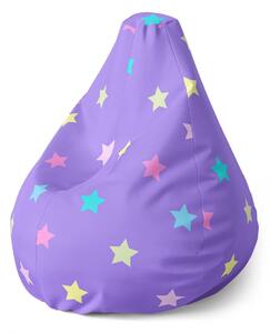 Sablio Sedací vak Pear Hviezdy na fialovej - 70 x 95 x 15 cm