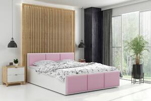 BMS GROUP Čalúnená posteľ PANAMA XT 120x200cm výklopná biela - ružová
