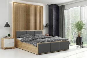 BMS GROUP Čalúnená posteľ PANAMA XT 120x200cm výklopná remeselný dub - grafit