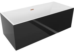 Mexen Vigo, voľne stojaca vaňa 178,5 x 80 cm, biela-čierna, medený prepad, 51251788075-65