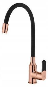 Invena Glamour, stojanková drezová batéria s flexibilným ramenom, čierna-ružové zlato, BZ-08-L14-V