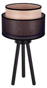 Duolla - Stolná lampa WOOD BOHO 1xE27/15W/230V pr. 25 cm čierna/béžová