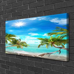 Obraz Canvas Tropické palmy hamaka pláž 100x50 cm