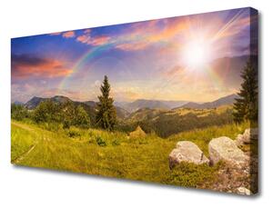 Obraz Canvas Hory lúka kamene príroda 125x50 cm