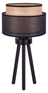 Duolla - Stolná lampa WOOD BOHO 1xE27/15W/230V pr. 25 cm čierna/béžová