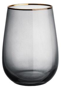 TOUCH OF GOLD Pohár so zlatým okrajom 590 ml - tm. šedá