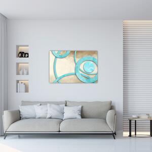 Obraz - Modré kruhy na Aquarel (90x60 cm)