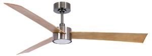 Stropný ventilátor Licht Climate IV, nikl/teak, tichý – Beacon Beacon Lighting, Climate IV, stmievateľné, Drevo, Obývacia izba, Plast, Moderný