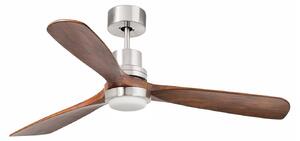 Stropný ventilátor s LED osvetlením Lantau L, Ø 132 cm, nikl/tmavá borovica FARO BARCELONA, Lantau L LED, stmievateľné, Sivá, Obývacia izba, Kov