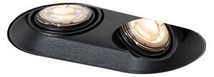 Okrúhle zapustené bodové svetlo čierne GU10 50 mm 2-svetlo - Hubs