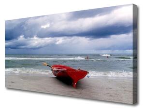 Obraz Canvas Loďka pláž more krajina 125x50 cm