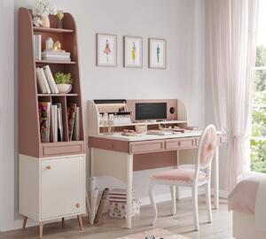 Písací stôl s USB a LED svetlom Beauty - béžová/ružová