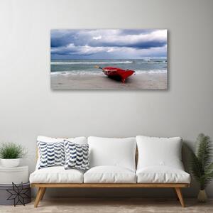 Obraz Canvas Loďka pláž more krajina 100x50 cm