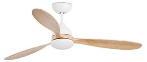 Stropný ventilátor Poros, LED svietidlo, Ø 132 cm, biela/svetlé drevo FARO BARCELONA, Poros, stmievateľné, Biela, Obývacia izba, Kov, Moderný