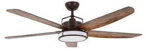 Stropný ventilátor Louisville so svetlom, bronzový, tichý – Beacon Beacon Lighting, Louisville, stmievateľné, Drevo, Obývacia izba, Drevo