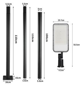 Brilagi-LED Vonkajšie svietidlo so stĺpom a káblom 3 m URBANLIGHT LED/200W/230V čierna IP65
