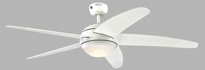 Stropný ventilátor s LED osvetlením Bendan, biely, tichý – Westinghouse Westinghouse, Bendan, stmievateľné, Biela, Obývacia izba, Drevo, Moderný