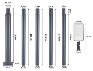 Brilagi-LED vonkajšia lampa so stĺpom a káblom 5 m URBANLIGHT LED/200W/230V antracit IP65