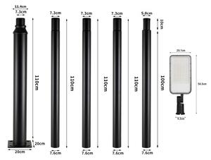 Brilagi-LED Vonkajšia lampa so stĺpom a káblom 5 m URBANLIGHT LED/200W/230V čierna IP65