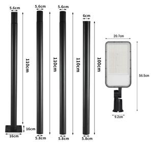 Brilagi-LED Vonkajšia lampa so stĺpom a 4 m káblom URBANLIGHT LED/200W/230V čierna IP65