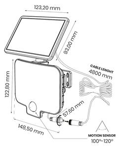 LED reflektor so senzorom a solárnym panelom ALEX LED/5,5W/3,7V 1200 mAh IP44