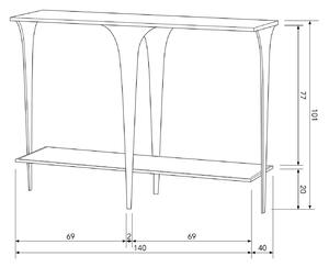 MUZZA Konzolový stolík coops 140 x 101 cm mosadz