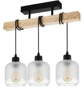 Brilagi - Prisadený luster WOOD GLASS 3xE27/60W/230V borovica/čierna/biela