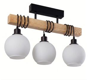 Brilagi - Prisadený luster WOOD GLASS 3xE27/60W/230V borovica/čierna/biela