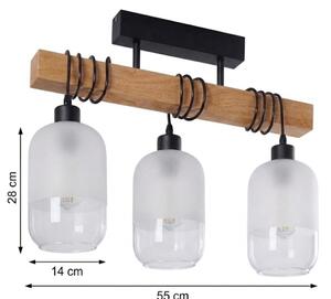 Brilagi - Prisadený luster WOOD GLASS 3xE27/60W/230V borovica/čierna/biela