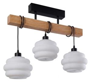 Brilagi - Prisadený luster WOOD GLASS 3xE27/60W/230V borovica/čierna/biela