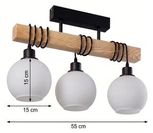 Brilagi - Prisadený luster WOOD GLASS 3xE27/60W/230V borovica/čierna/biela